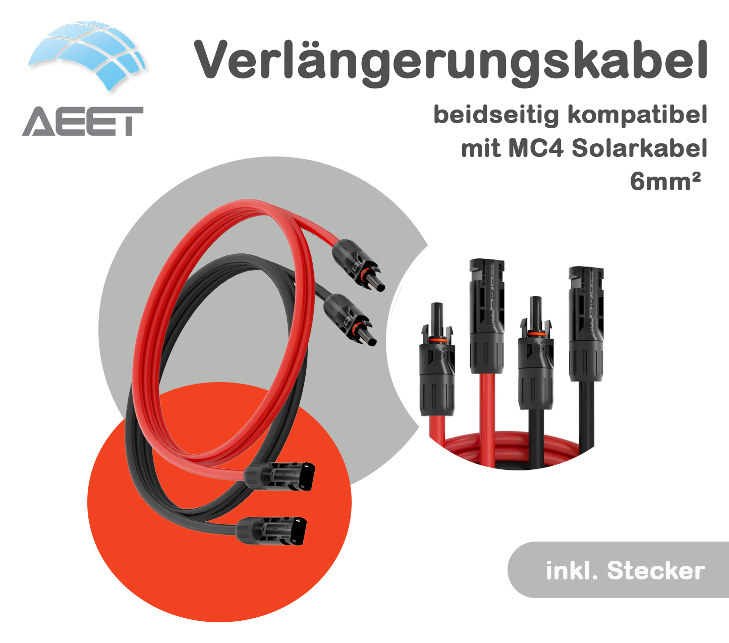 Solarkabel-Verlängerung 6 mm², zweiseitig mit MC4-Stecker Solarkabel-Verlängerung 6 mm², zweiseitig mit MC4-Stecker