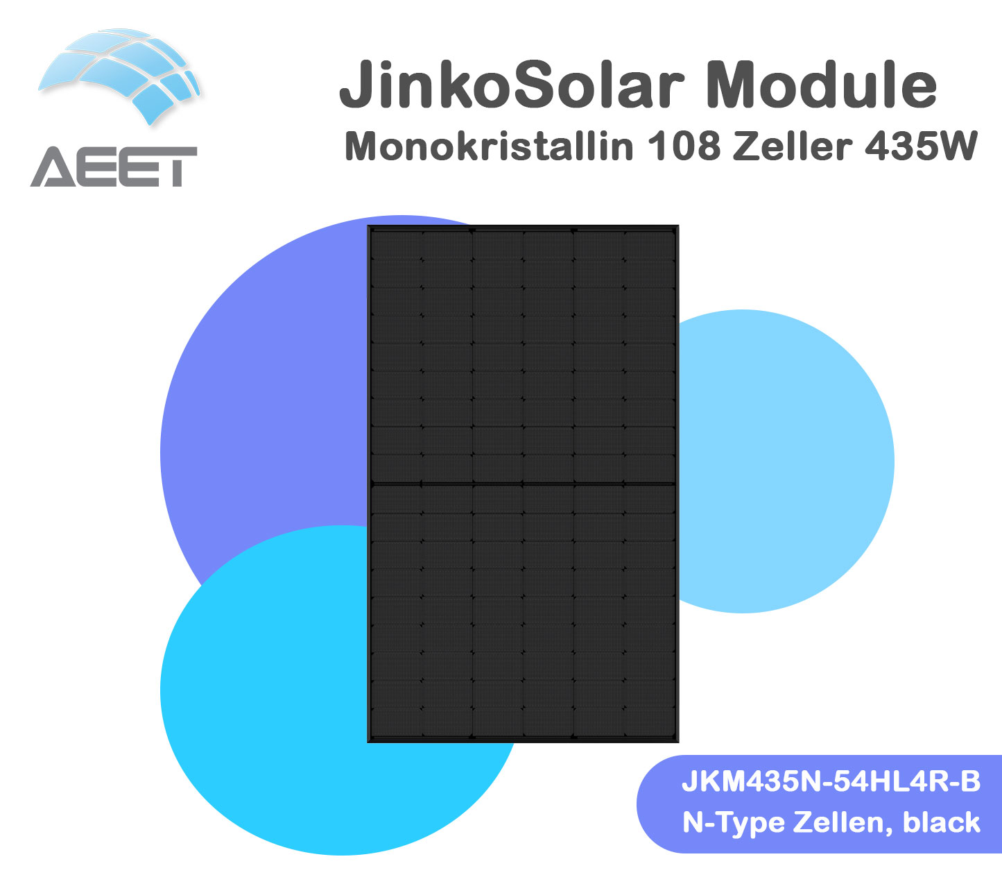 Solarmodule JinkoSolar JKM435N-54HL4R-B, black 435 Watt Solarmodule JinkoSolar JKM435N-54HL4R-B, black 435 Watt