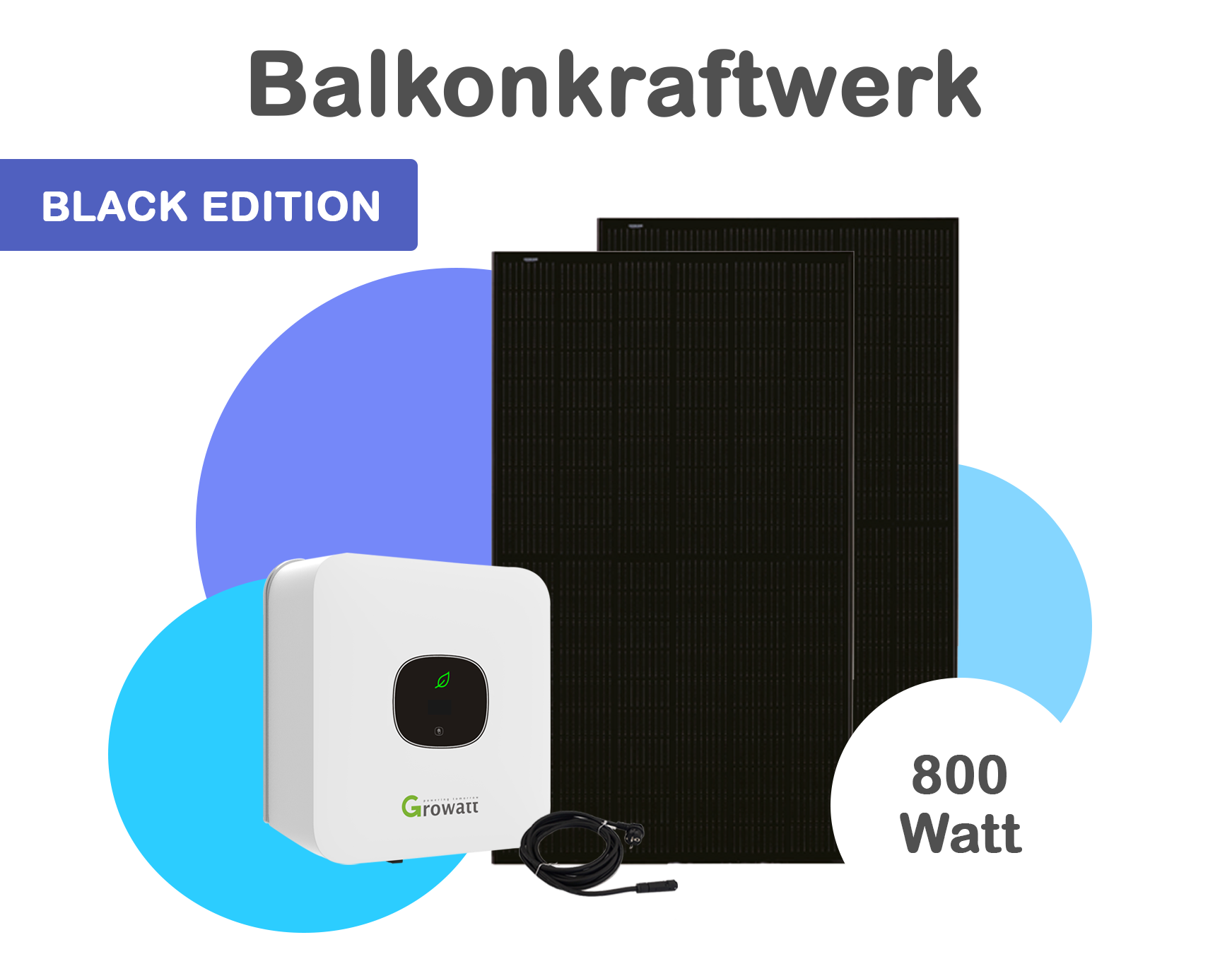 Balkonkraftwerk-800 Watt / 600 Watt Schwarz
