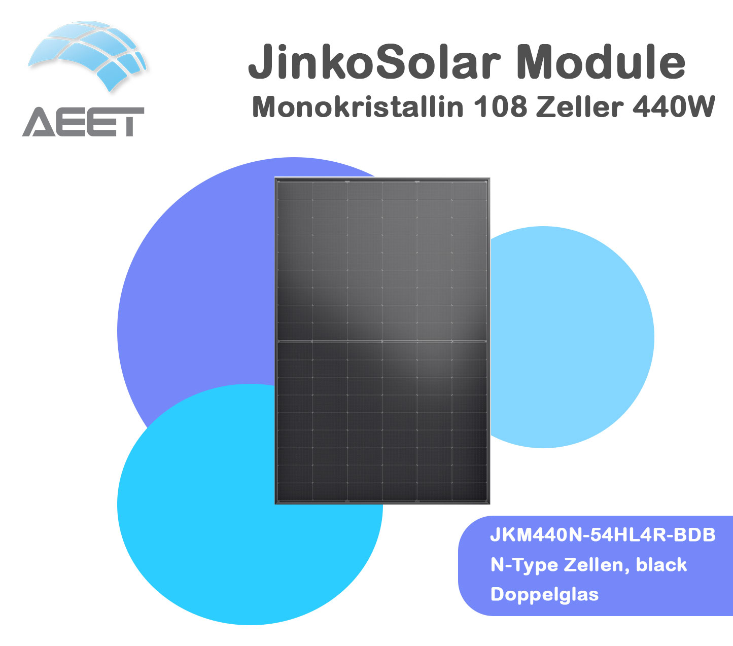 Solarmodule JinkoSolar Doppelglas JKM440N-54HL4R-BDB black